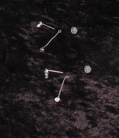 美品 4℃ ピアス K10 ブルートパーズ スイング レディース ヨンドシー