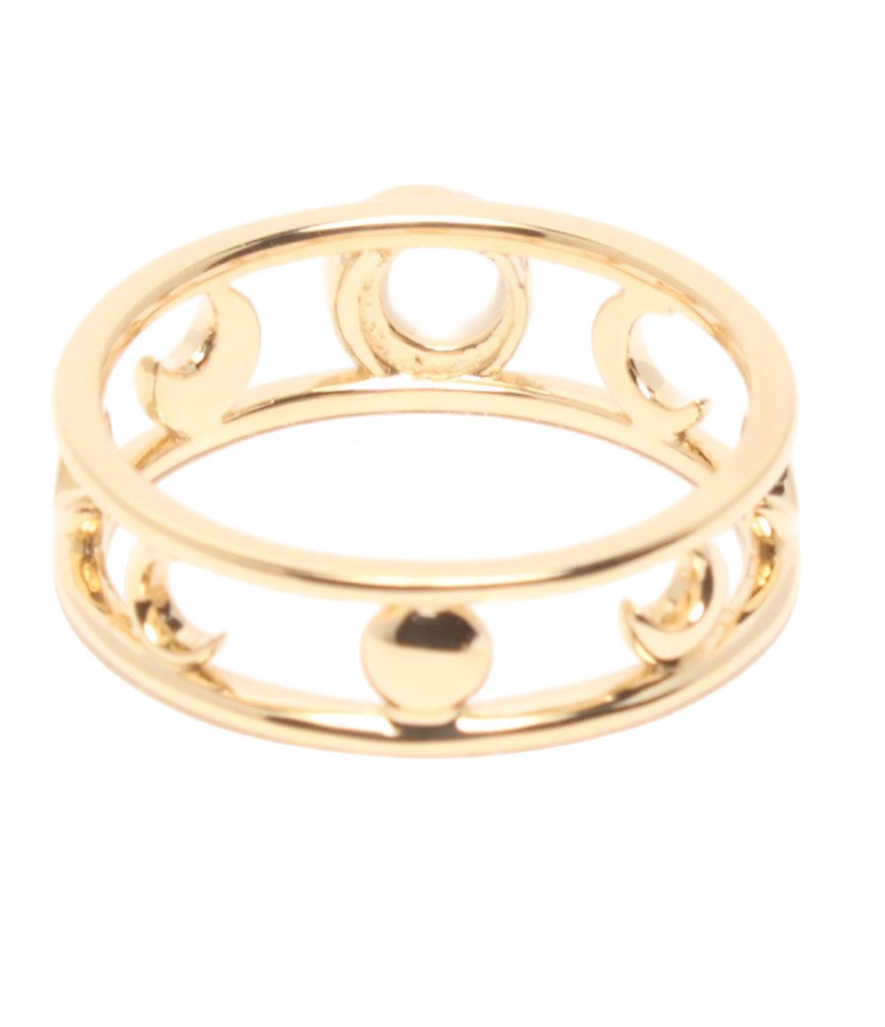 美品 スタージュエリー リング 指輪 K18 ムーンストーン 月モチーフ レディース SIZE 7号 STAR JEWELRY