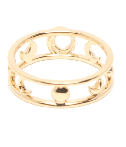美品 スタージュエリー リング 指輪 K18 ムーンストーン 月モチーフ レディース SIZE 7号 STAR JEWELRY