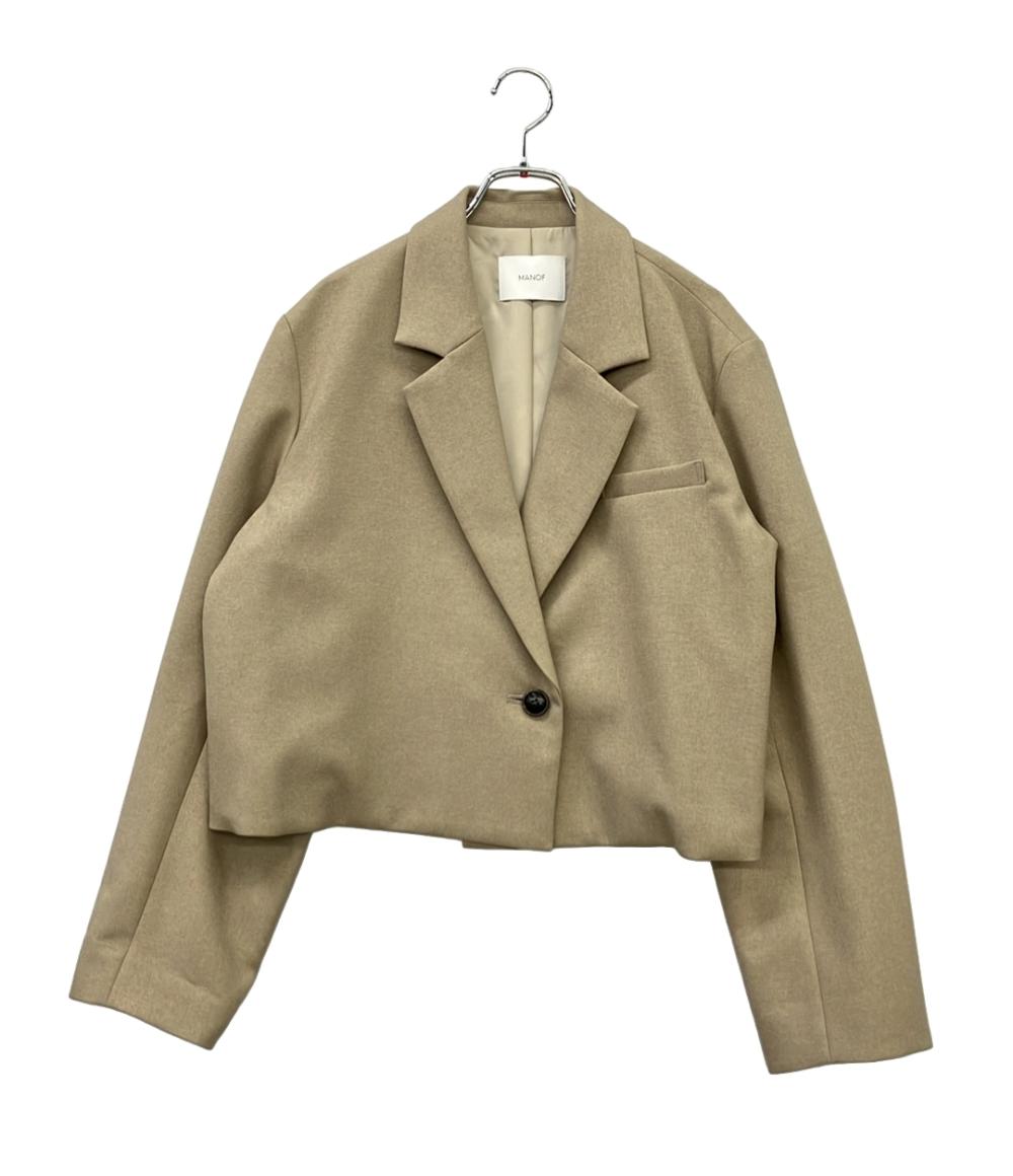 美品 MANOF テーラードジャケット ショート丈 オーバーサイズ クロップド SHORT WIDE JACKET 87103-0392 レディース SIZE M マノフ