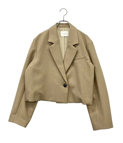 美品 MANOF テーラードジャケット ショート丈 オーバーサイズ クロップド SHORT WIDE JACKET 87103-0392 レディース SIZE M マノフ