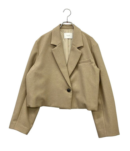 美品 MANOF テーラードジャケット ショート丈 オーバーサイズ クロップド SHORT WIDE JACKET 87103-0392 レディース SIZE M マノフ