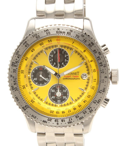 美品 P.GUIONNET 腕時計 フライトタイマー クオーツ イエロー BR200-M メンズ ピエール・ギオネ