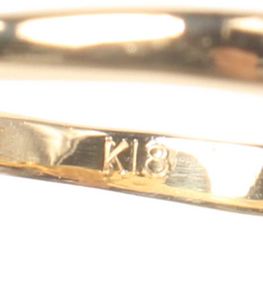 美品 リング 指輪 K18 パール5-7mm ダイヤ0.04ct レディース SIZE 11号