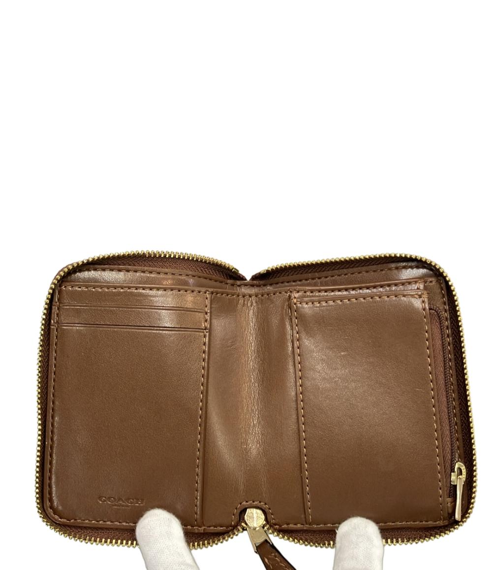 COACH ラウンドファスナー二つ折り財布 PVC キャンバス レザー F30308 レディース コーチ