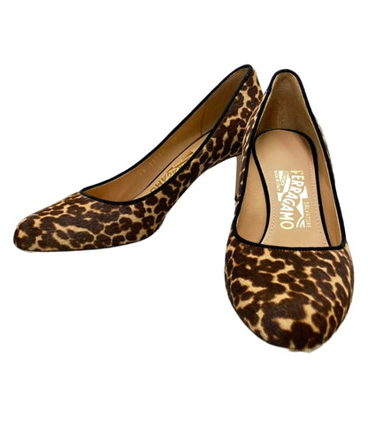 美品 サルヴァトーレフェラガモ レオパード柄ハラコパンプス 2YB 37760 70B レディース SIZE 6 (M) Salvatore Ferragamo