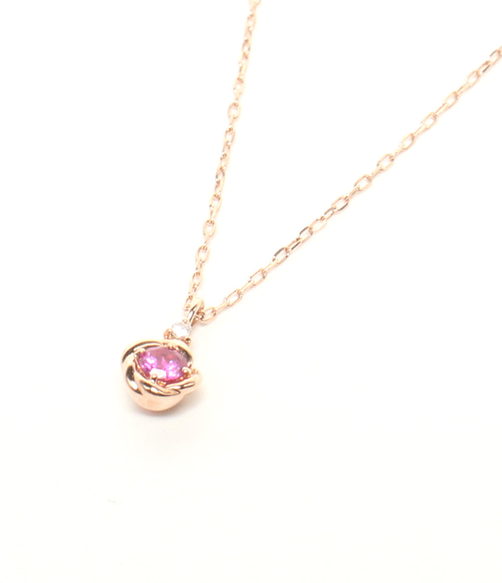 美品 MAISON JEWEL Disney ネックレス K10 ピンクサファイア ダイヤ レディース メゾン ジュエル