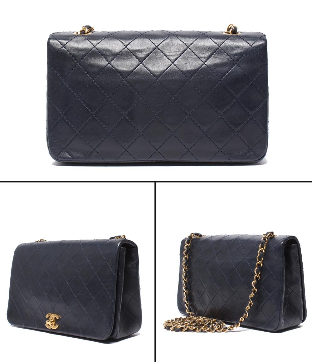 CHANEL チェーンショルダーバッグ マトラッセ フルフラップ ゴールド金具 ラムスキン 1番台 レディース シャネル