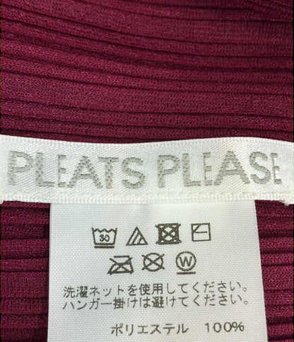 PLEATS PLEASE 長袖カーディガン 変形 プリーツ ワインレッド PP83-F0354 レディース プリーツプリーズ