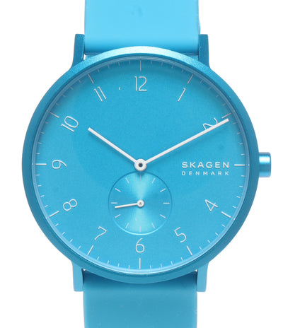 美品 SKAGEN 腕時計 アーレンカラーネオン クオーツ ブルー SKW6555 レディース メンズ スカーゲン