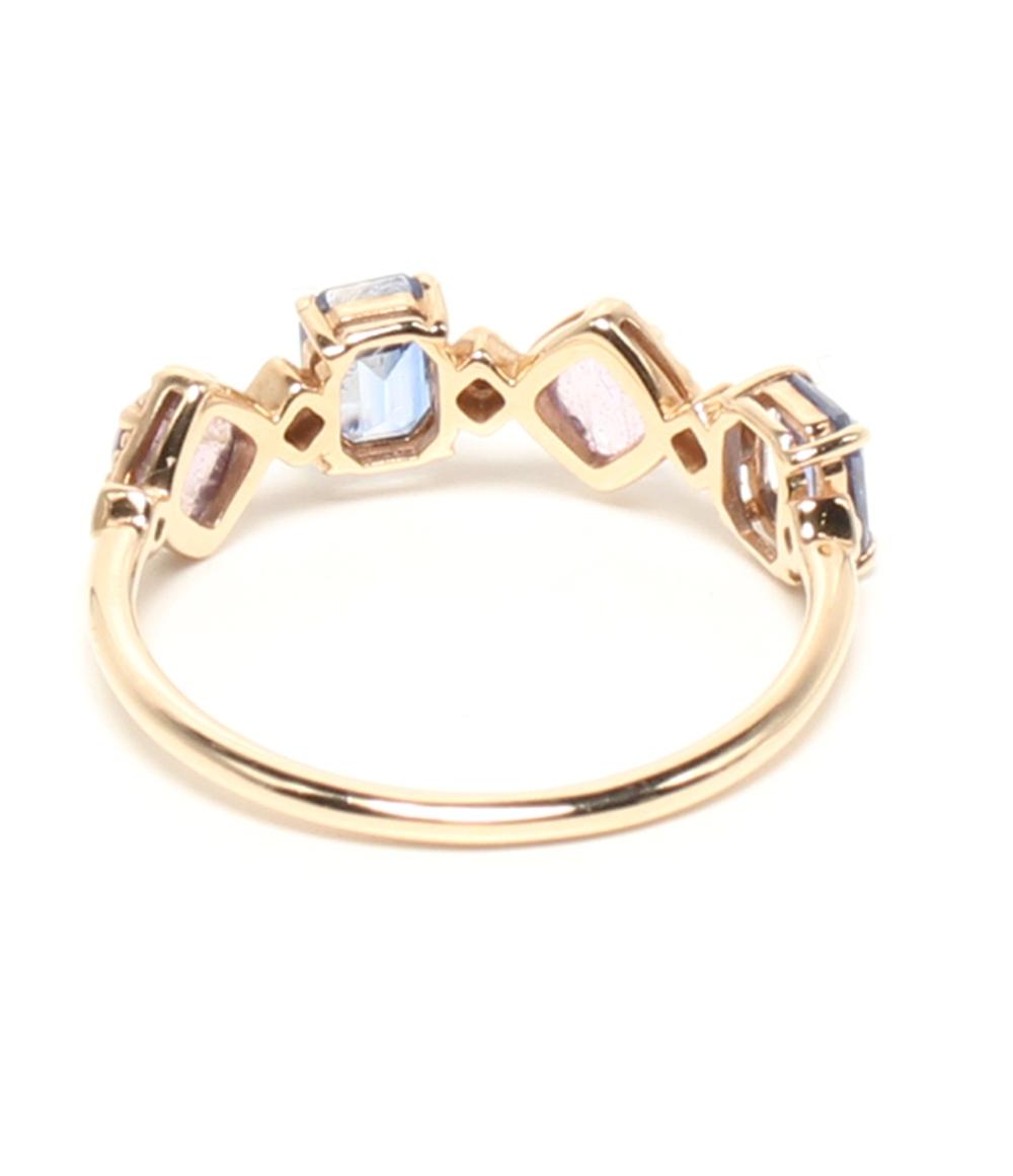 美品 agete リング 指輪 K10 アメジスト カイヤナイト ラブラドライト ダイヤ0.012ct レディース SIZE 11号 アガット