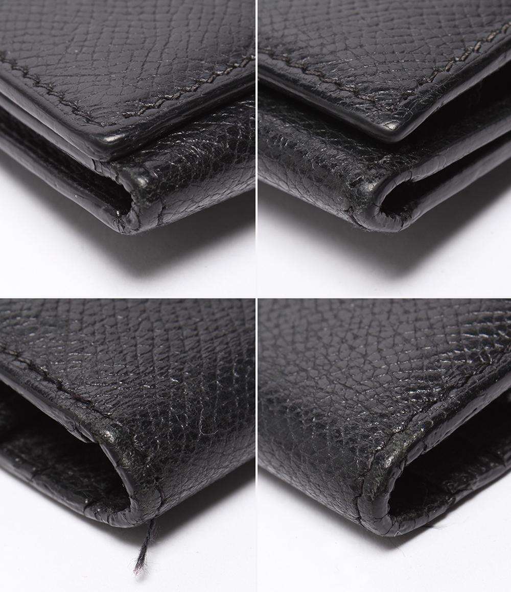 HERMES 三つ折り長財布 シルバー金具 □K刻印 ヴォーエプソン ベアン デュプリ メンズ レディース エルメス