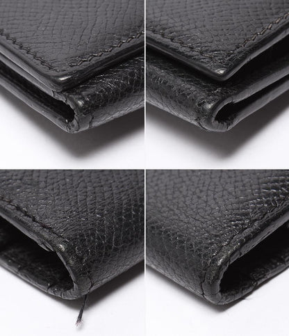HERMES 三つ折り長財布 シルバー金具 □K刻印 ヴォーエプソン ベアン デュプリ メンズ レディース エルメス