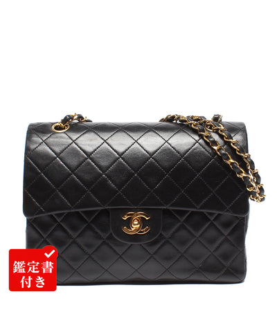 CHANEL チェーンショルダーバッグ ダブルチェーン ダブルフラップ ゴールド金具 マトラッセ 1番台 ラムスキン 肩掛け レディース シャネル