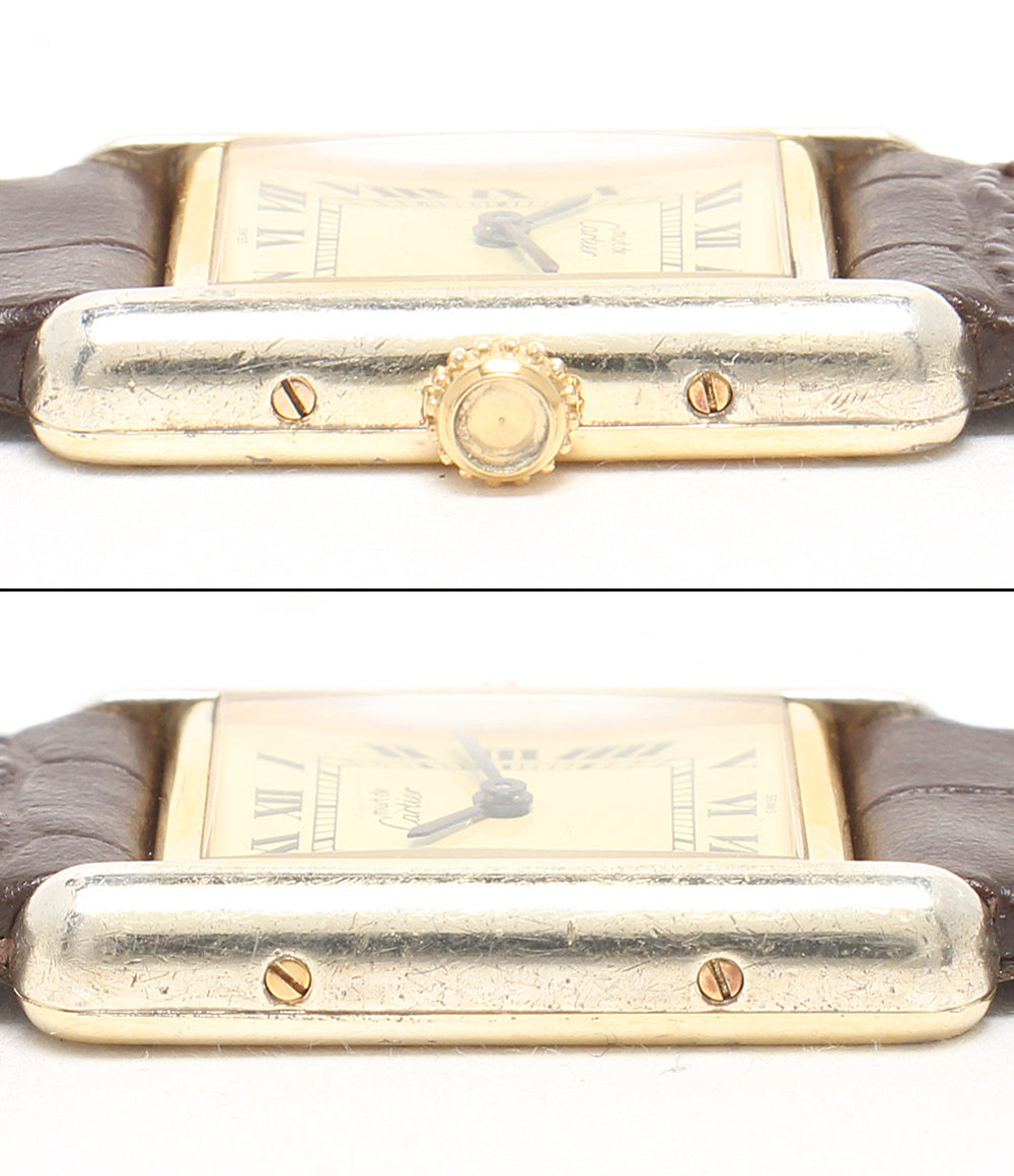 Cartier 腕時計 925 マストタンクSM ヴェルメイユ クオーツ ベージュ W1003153 レディース カルティエ