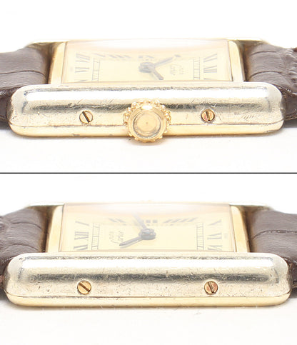 Cartier 腕時計 925 マストタンクSM ヴェルメイユ クオーツ ベージュ W1003153 レディース カルティエ