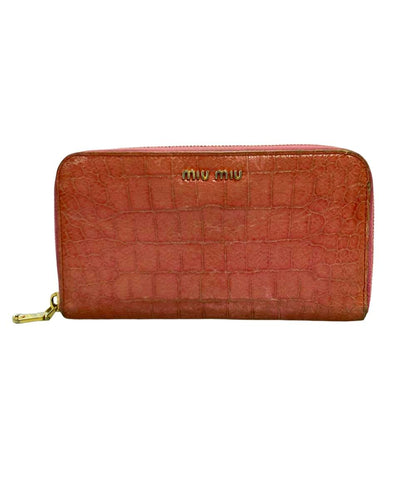 Miu Miu ラウンドファスナー長財布 クロコ型押し レディース ミュウ ミュウ