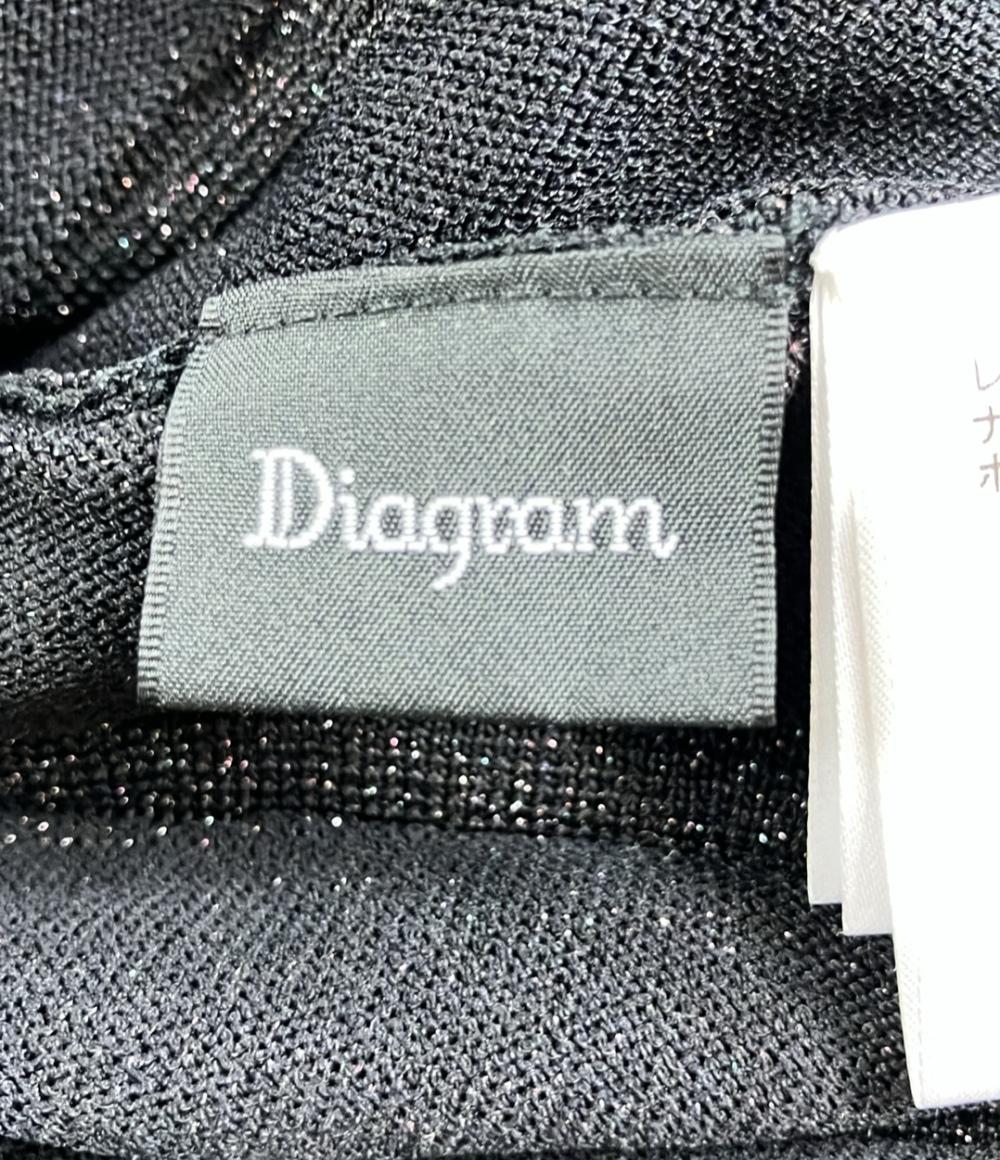 美品 ダイアグラム ドット柄切り替え長袖ロングワンピース レディース SIZE 36 (XS) Diagram