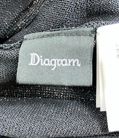 美品 ダイアグラム ドット柄切り替え長袖ロングワンピース レディース SIZE 36 (XS) Diagram