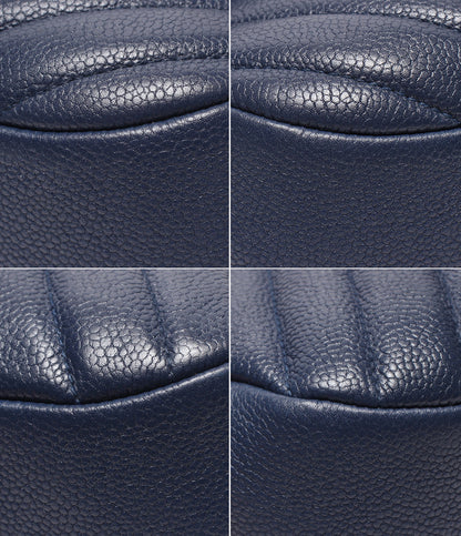 CHANEL チェーンショルダーバッグ 肩掛け シルバー金具 シングルフラップ ダブルチェーン シェブロン Vステッチ キャビアスキン 25番台 レディース