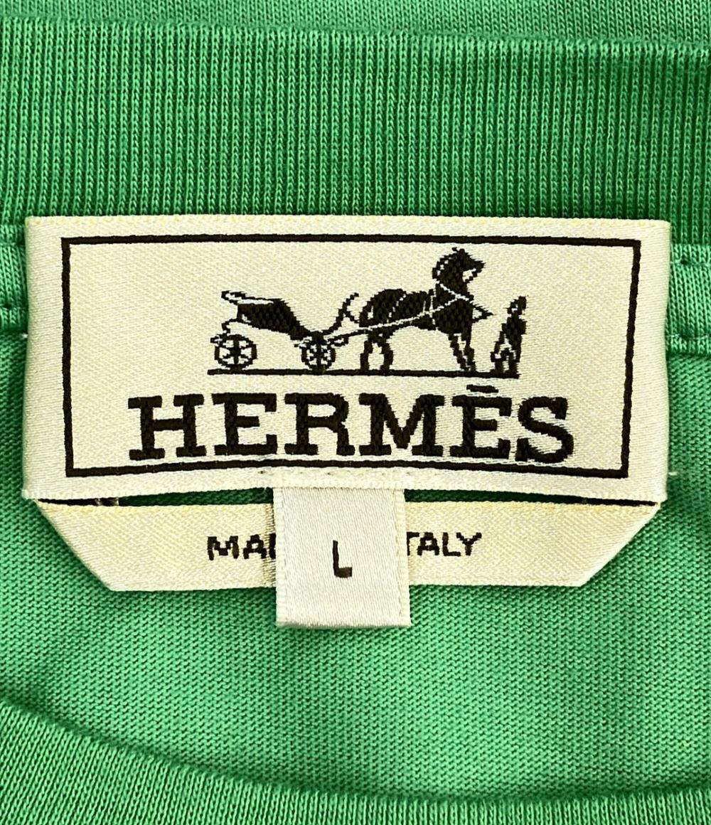 美品 エルメス ミニレザーパッチ半袖Tシャツ メンズ SIZE L HERMES