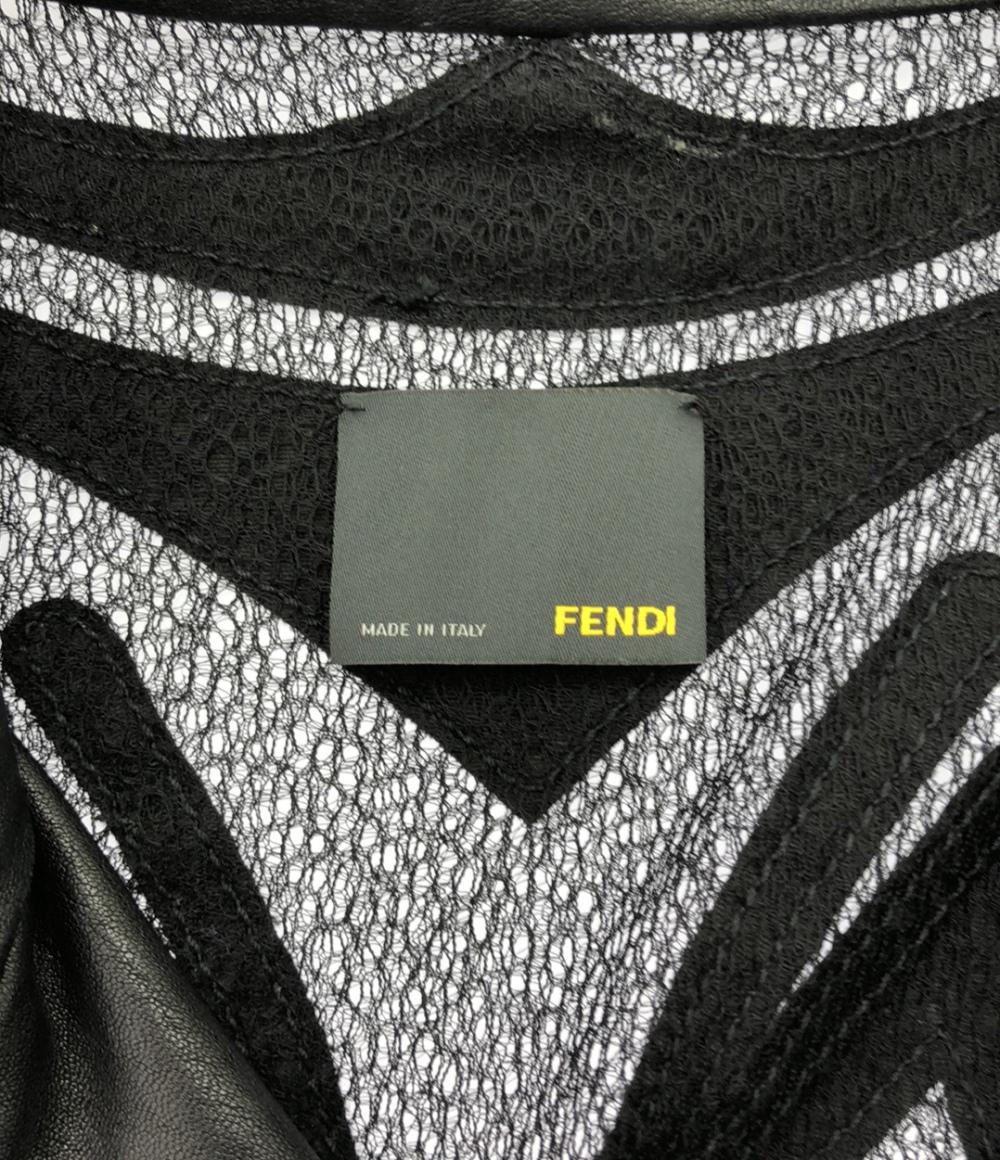 美品 フェンディ レース切替ダブルライダースジャケット レディース SIZE 40 (S) FENDI