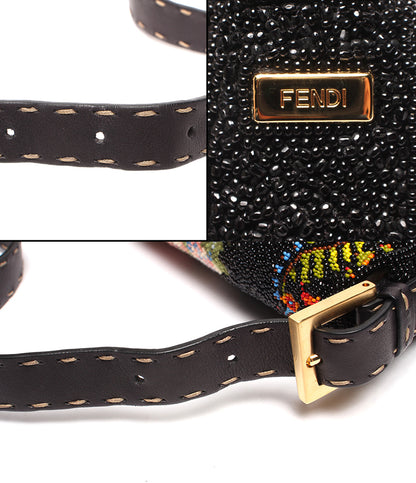 FENDI ハンドバッグ ショルダーバッグ 肩掛け フラワー刺繍 総ビーズ マンマバケット レディース フェンディ
