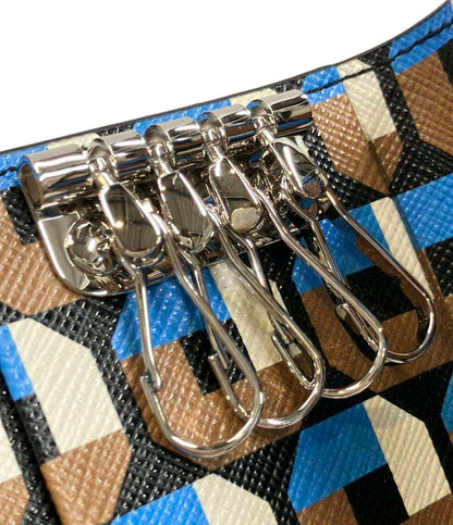 美品 PRADA 4連キーケース キーリング付き サフィアーノ 1PG004 メンズ レディース プラダ