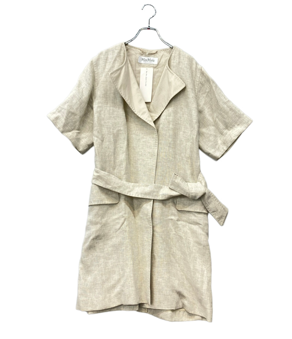 S'MAX MARA 半袖ジャケット タグ付き  コート リネン ライトグレー レディース SIZE 42 (M) エス マックスマーラ