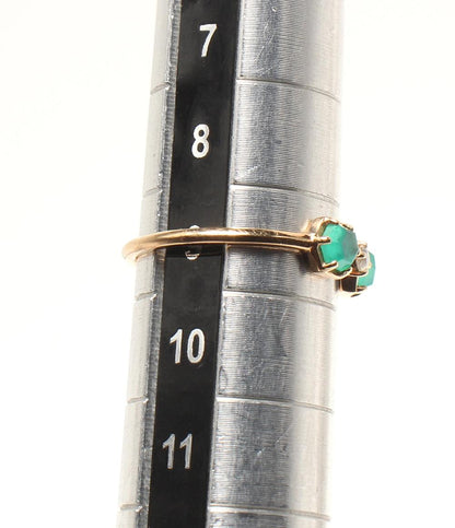 美品 agete リング 指輪 K10 ラインストーン レディース SIZE 9号 アガット