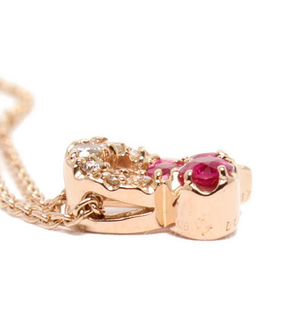 美品 ポンテヴェキオ ネックレス K18 ルビー 0.17ct ピンクサファイア 0.09ct ダイヤ 0.05ct ハートモチーフ レディース Ponte Vecchio