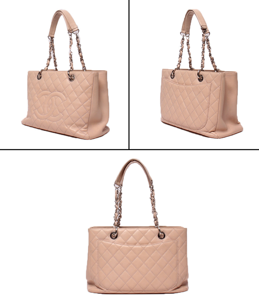 シャネル CHANEL トートバッグ キャビアスキン GST チェーントートバッグ ベージュ シャネル マトラッセ キャビアスキン チェーントートバッグ ベージュ