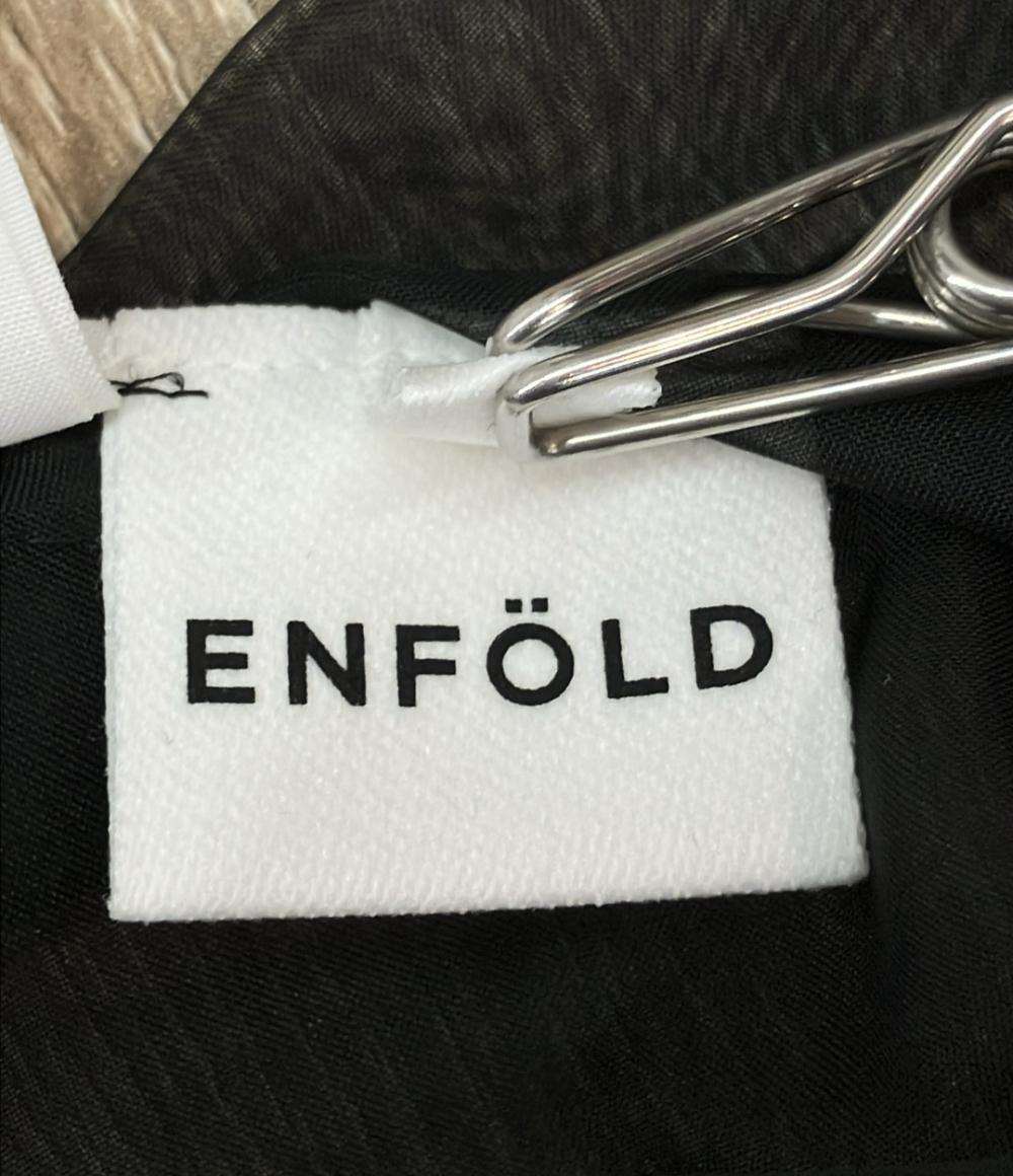 ENFOLD 長袖シャツ ブラウス アシンメトリー ブラック 300GA130-0120