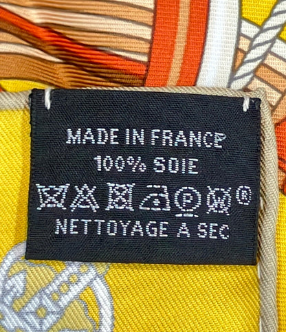 HERMES スカーフ カレ90 シルク100% ステイトリー ホイールズ レディース エルメス