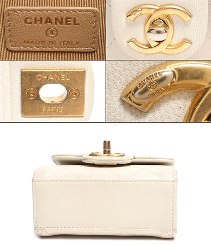 シャネル チェーンレザーショルダーバッグ ココマーク フェイクパール ゴールド金具 ミニマトラッセ ラムスキン レディース CHANEL