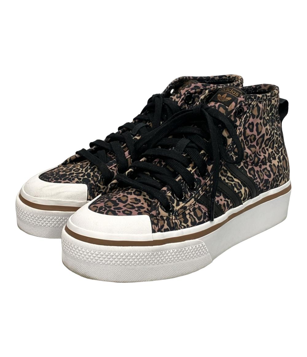 adidas ハイカットスニーカー 厚底 ヒョウ柄 ニッツァ