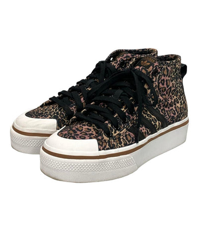 adidas ハイカットスニーカー 厚底 ヒョウ柄 ニッツァ プラットフォーム GY9531 レディース SIZE 24.5 (L) アディダス