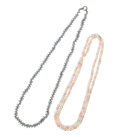 ロングネックレス 2点セット カラーパール レディース