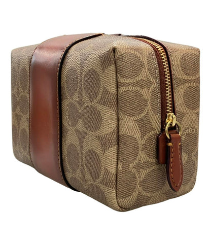美品 COACH ポーチ エッセンシャルコスメティックポーチ キャンバス シグネチャー CR514 レディース コーチ