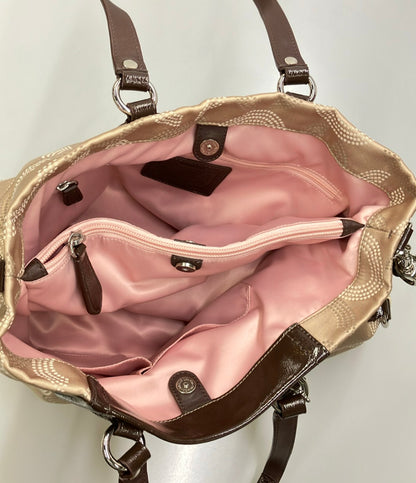 美品 COACH トートバッグ ショルダーバッグ 2WAY 斜め掛け キャンバス レザー オプアート F20049 レディース コーチ