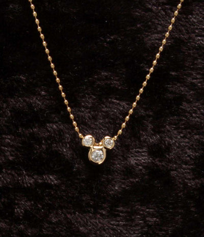 美品 Disney ネックレス K18 ダイヤ 0.08ct ミッキーマウスモチーフ レディース ディズニー