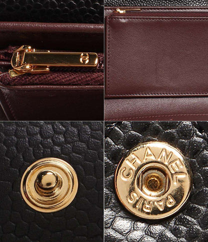 シャネル 三つ折り財布 ココマーク ゴールド金具 クラシック ミディアム フラップ ウォレット マトラッセ キャビアスキン AP0232 CHANEL