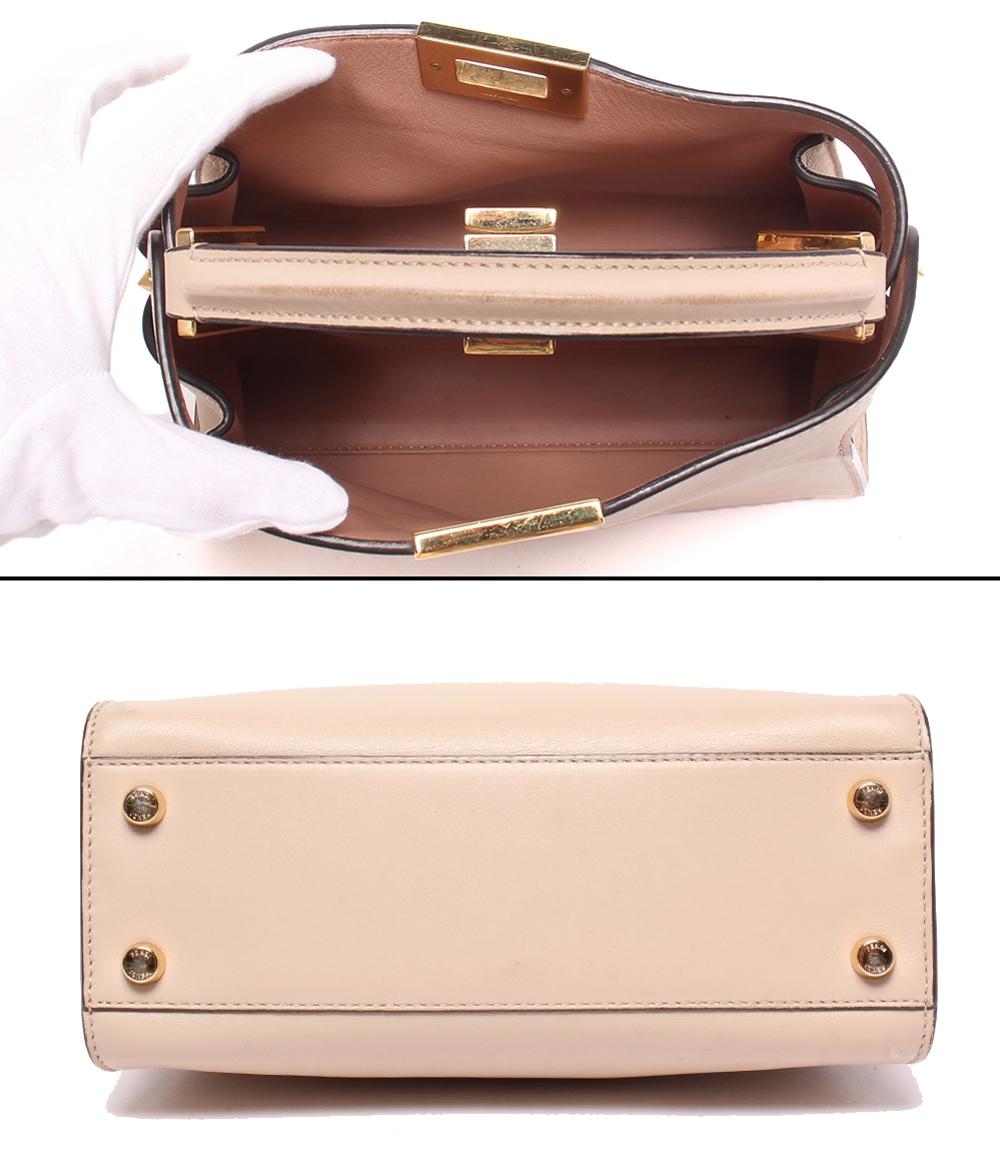 FENDI ミニキャナイ 2way チェーンショルダー ハンドバッグ ベージュ FENDI（フェンディ） バイザウェイ ミニ スタッズ 斜め掛け ショルダー
