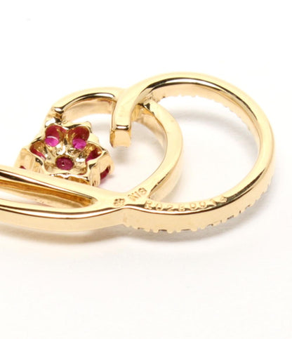 美品 ネックレス K18 ルビー 0.28ct ダイヤ 0.14ct レディース