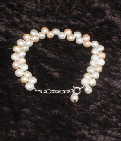美品 ブレスレット SV925 ボタンパール 6mm レディース