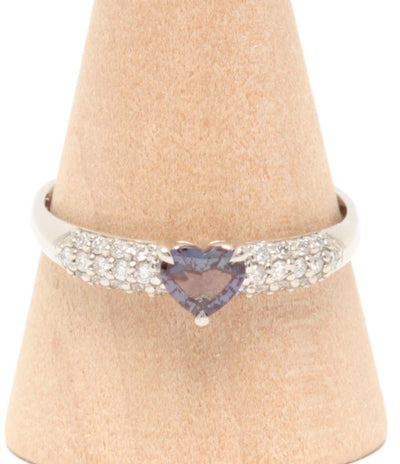 美品 リング 指輪 Pt900 アレキサンドライト 0.39ct ダイヤ 0.32ct ハートモチーフ レディース SIZE 20号