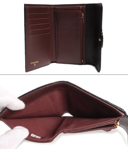 シャネル 三つ折り財布 ココマーク ゴールド金具 クラシック ミディアム フラップ ウォレット マトラッセ キャビアスキン AP0232 CHANEL