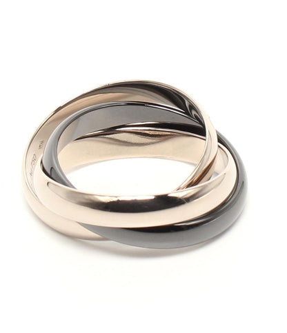 美品 Cartier リング 指輪 K18 トリニティ ブラックセラミック レディース SIZE 14号 カルティエ