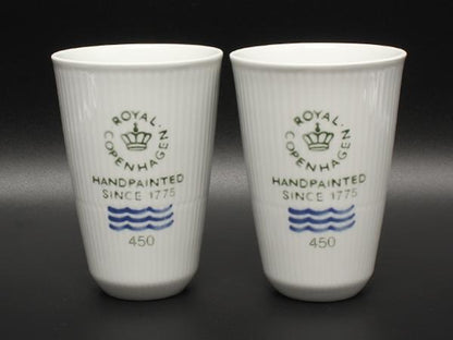 美品 Royal Copenhagen フリーカップ タンブラー 2点セット ペア フルーテッド シグネチャー ロイヤルコペンハーゲン