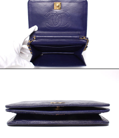 CHANEL チェーンショルダバッグ 肩掛け ゴールド金具 リザード 0番台 レディース シャネル
